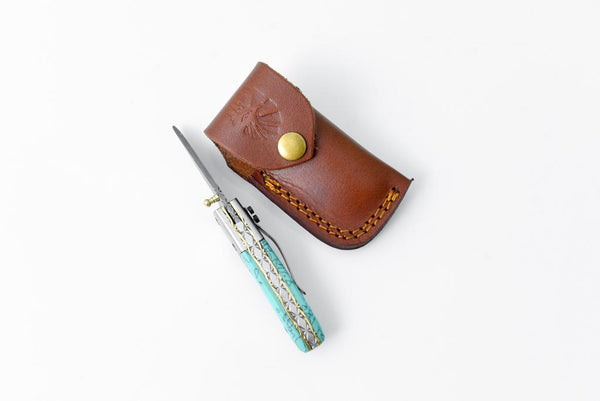 AzureGlide Damascus Steel Turquoise (Resin) Pocket Knife