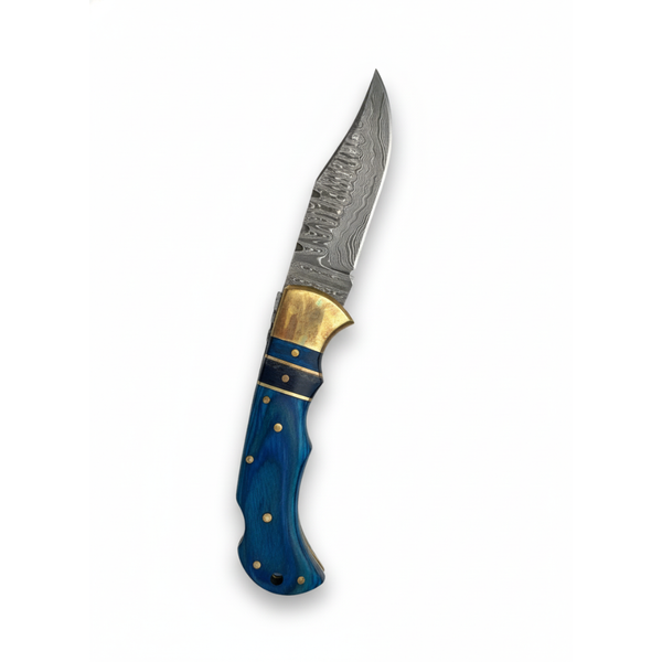 Blue Ridge Damascus Folding Knife