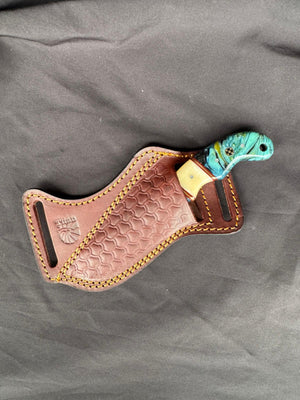 Titan "Lagoon Swirl" Resin Skinner | High Carbon RASP Steel Blade, Teal Resin Handle TIK-001