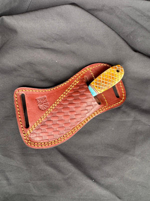 Titan "Amber Turquoise" Damascus Gut-Hook Skinner | Genuine Damascus Steel Blade, Turquoise Inlay TIK-009