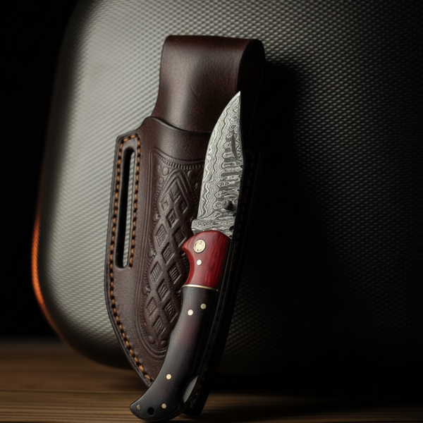Redwood Hunter Damascus Folding Knife