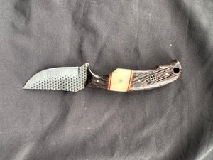 Titan "Shadow Grain" Skinner | High Carbon RASP Steel Blade, Striped Wood Handle TIK-004