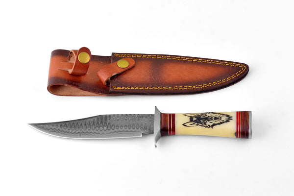 Wilderness Howl Damascus Steel Knife by Titan TK-062