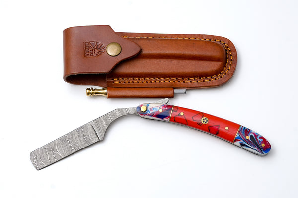Damascus straight razor