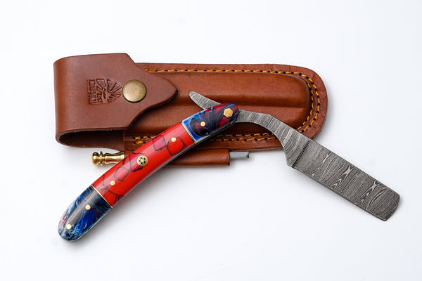 Damascus straight razor
