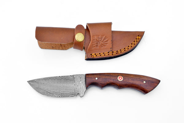Hand forged knife, Damascus knife, Drop- Style blade, Black Walnut Scales Hunting knife by Titan Td-181