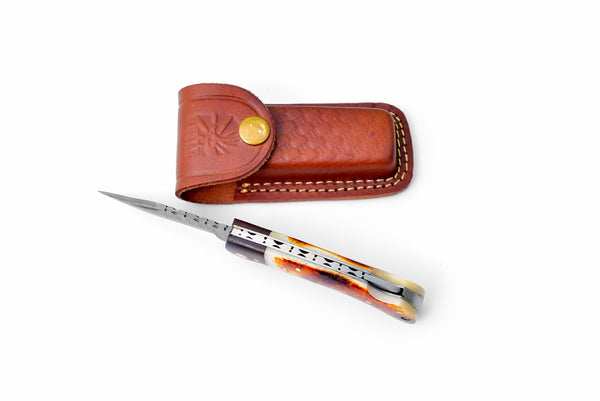 Damascus steel pocket knife Limited Run TF-070