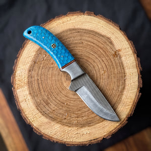 Titan "Blue Trail" Skinner | High Carbon RASP Steel Blade, Honeycomb Resin Handle TIK-002