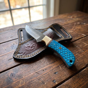 Titan "Blue Trail" Skinner | High Carbon RASP Steel Blade, Honeycomb Resin Handle TIK-002