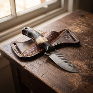 Titan "Shadow Grain" Skinner | High Carbon RASP Steel Blade, Striped Wood Handle TIK-004