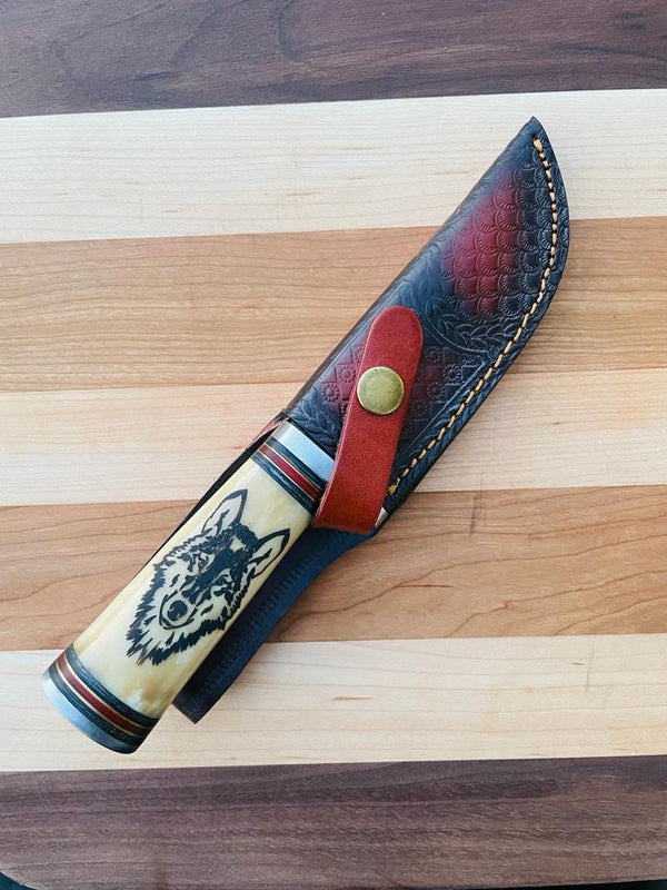 Wilderness Howl Damascus Steel Knife by Titan TK-085