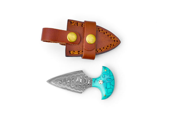 Turquoise Push Dagger Knife – Damascus Steel