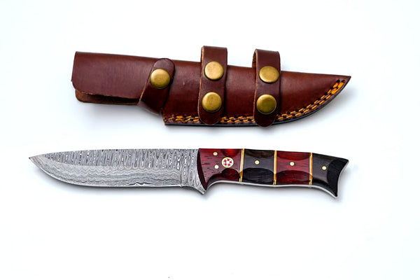 Crimson Horn Damascus Hunting Knife