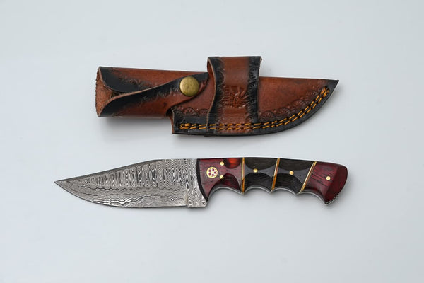 Crimson Horn Damascus Hunting Knife