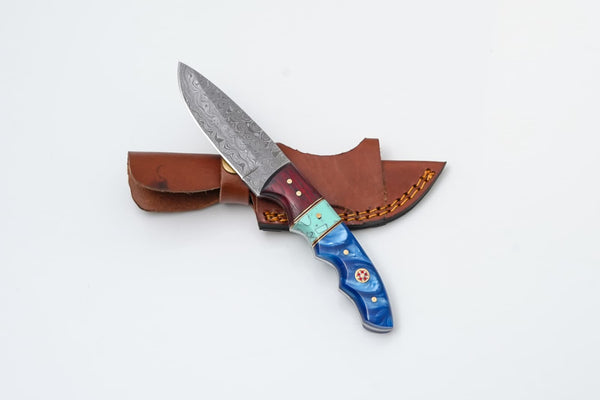 Blue Horizon Damascus Hunting Knife