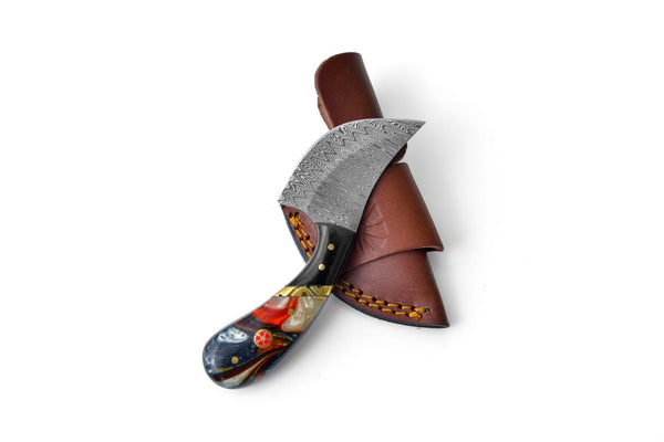 Damascus Curve Utility Knife TK-460