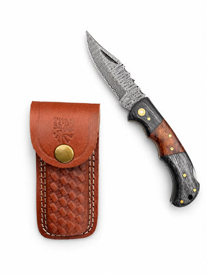 Ironwood Crest Damascus Folding Knife TKT-37