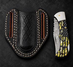 Liberty Camo Damascus Folding Knife TKT-38