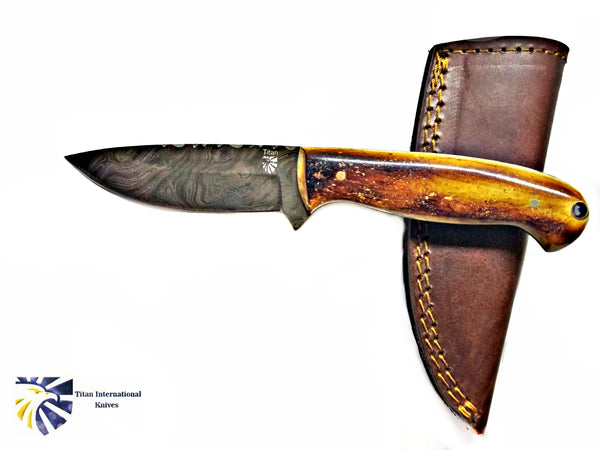 Damascus Hunting Knife, Forged by Titan, TD-204