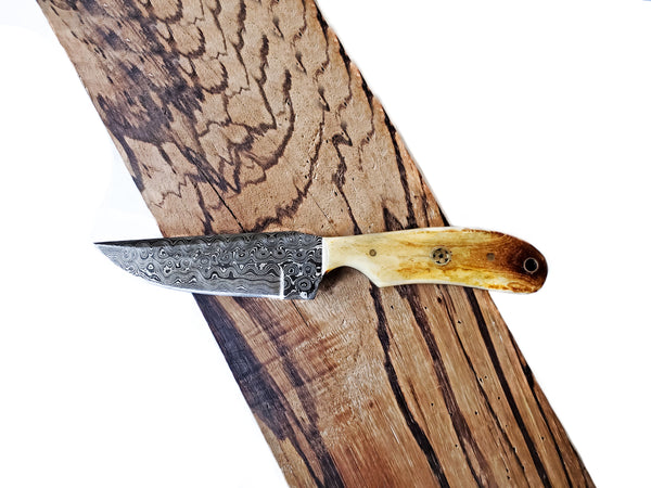 Burnt Bone Damascus Steel Catatonic TD-65