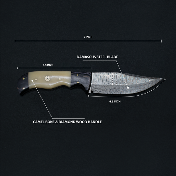 Damascus Steel Hunting Knife By Titan TD-170