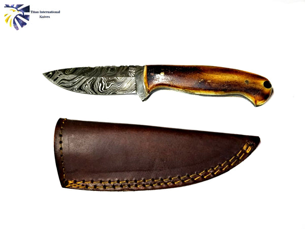 Damascus Hunting Knife, Forged by Titan, TD-204