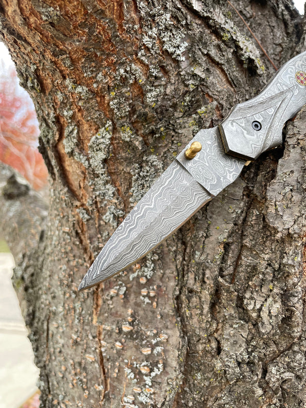 Full Damascus Steel Folding Knife TK-040