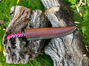 Damascus Steel Custom Flay Knife with Craved Grips TK-051