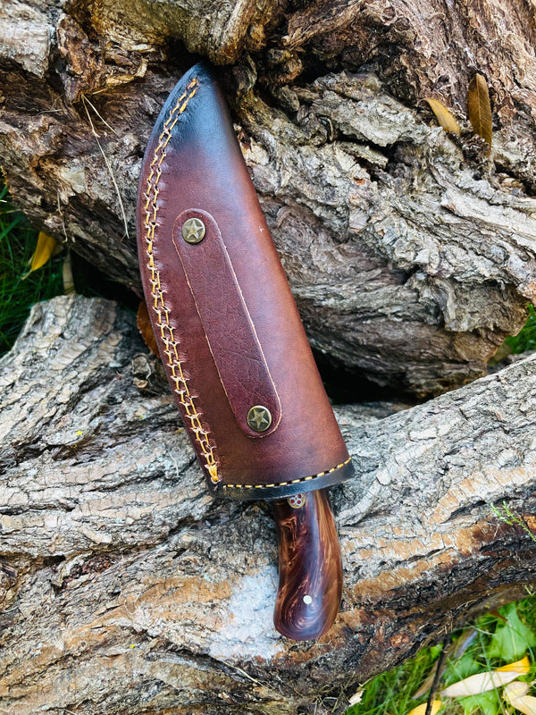 Hand forged knife, Damascus knife, Drop- Style blade, Acrylic Scales Hunting knife by Titan TK-053