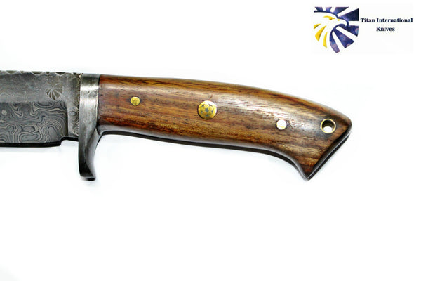 DAMASCUS KNIFE/ Titan/ Camp/ Hunting Knife / Rose Wood Handel TD-174
