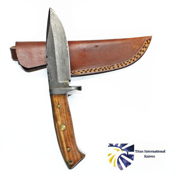 DAMASCUS KNIFE/ Titan/ Camp/ Hunting Knife / Rose Wood Handel TD-174