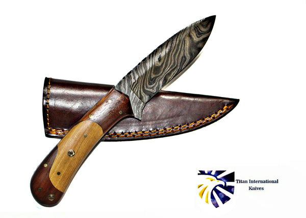 HAND FORGED KNIFE, DAMASCUS KNIFE, HAND FORGED DAMASCUS, HAND MADE HUNTING KNIFE, CAMPING KNIFE BY TITAN TD-194