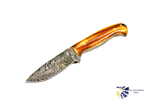 Damascus Hunting Knife, Forged by Titan, TD-204