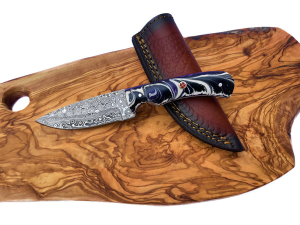 Damascus Steel EDC Knife by Titan TD-702 Midnight Prism